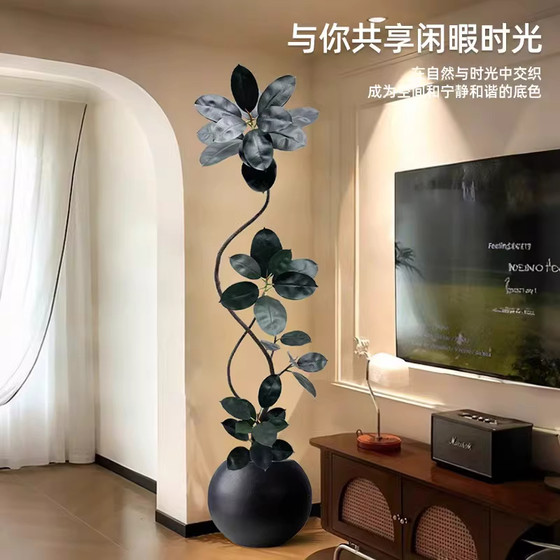 Simulated green plant black diamond rubber tree in ancient style