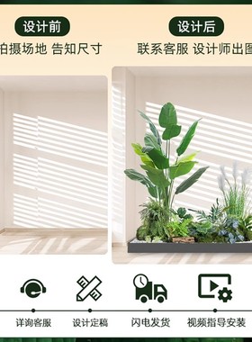 入户玄关植物造景仿真绿植楼梯橱窗微景观玄关角落摆件苔藓软装
