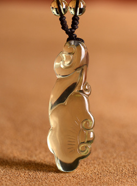 天然黄水晶本命年如意吊坠