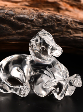 天然白水晶十二生肖摆件吉祥物招财全套12生肖马猴猪虎龙蛇工艺品