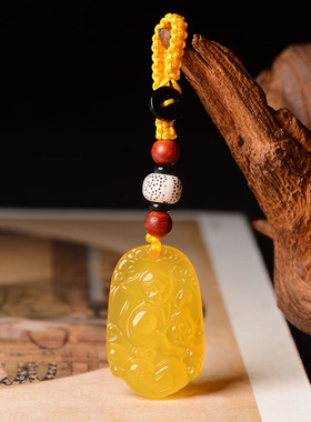 玉髓汽车钥匙扣属猴礼物黄玛瑙