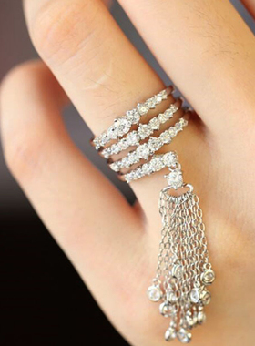 日韩微镶锆石钻麦穗连体开口戒指