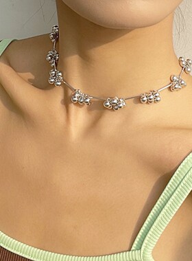 高级设计感葡萄串珠项链