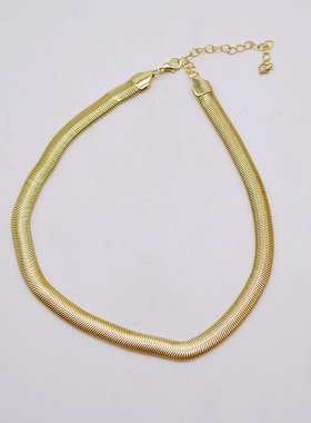 欧美choker蛇骨链女颈链钛钢金色素链个性夸张网红ins中性项链潮