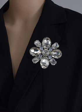 欧美高级夸张银色超大水晶项链