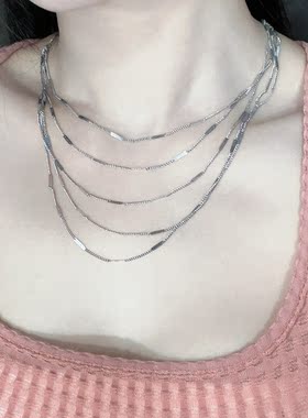 其他合金金属锁骨链女多层项链
