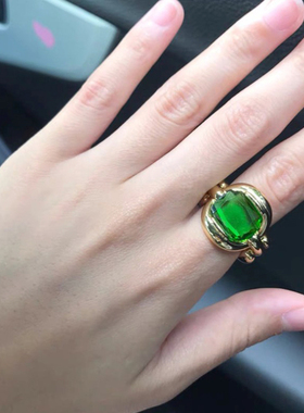 橄榄绿欧美风复古竹节夸张戒指