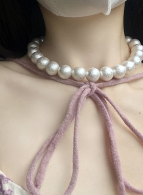 新款小众设计高级棉花珍珠项链女
