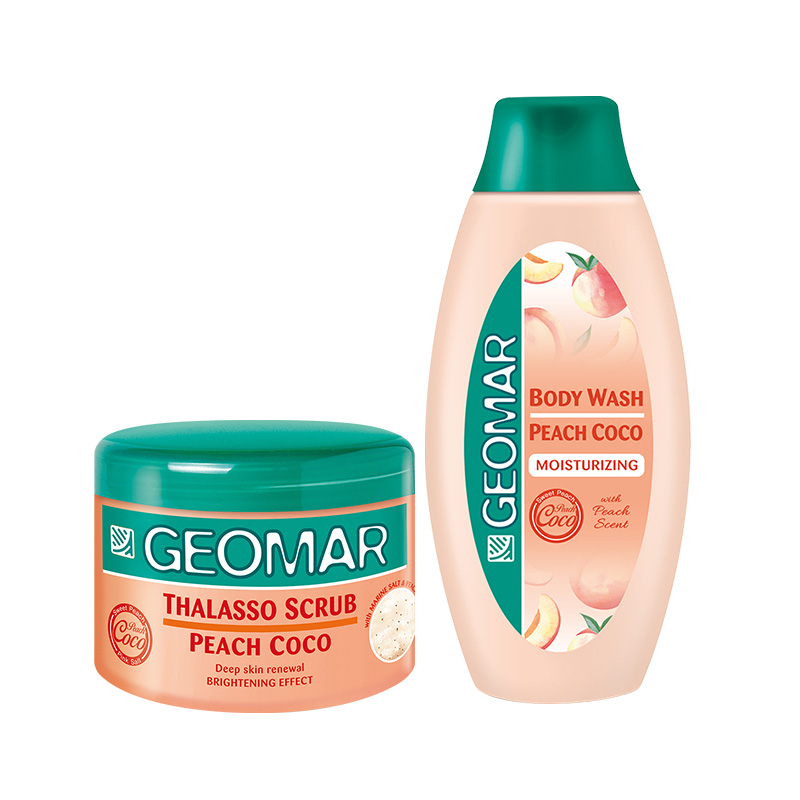 geomar吉儿玛旗舰店geomar吉儿玛蜜桃美肤套装身体磨砂膏沐浴露去鸡皮去角质背部痘痘3