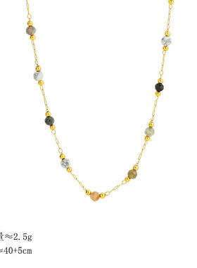 天然石头多巴胺项链女钛钢时尚素链小众设计独特链条叠戴项链女