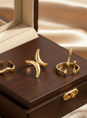 简约不锈钢三件套戒指