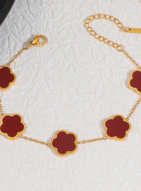 钛钢五叶草贝母套装63