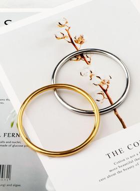 爆款简约全光面18k金色4mm古法手镯钛钢素圈手环个性女生手饰