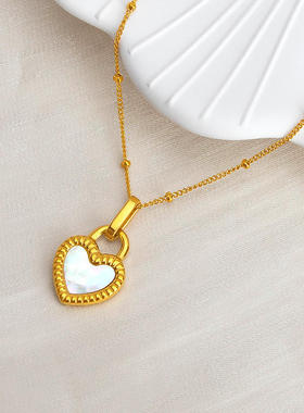 双面黑色桃心项链女小众设计感轻奢2022年新款钛钢黑白面锁骨链女