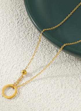 冷淡风罗马数字圆环项链钛钢锁骨项链轻奢小众简约不掉色工厂