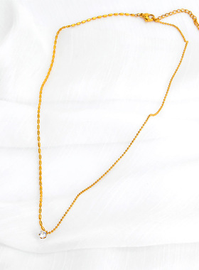 钛钢单钻项链女轻奢法式小众锆石