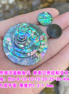 天然海洋白蓝鲍鱼贝皮6-40mm圆片