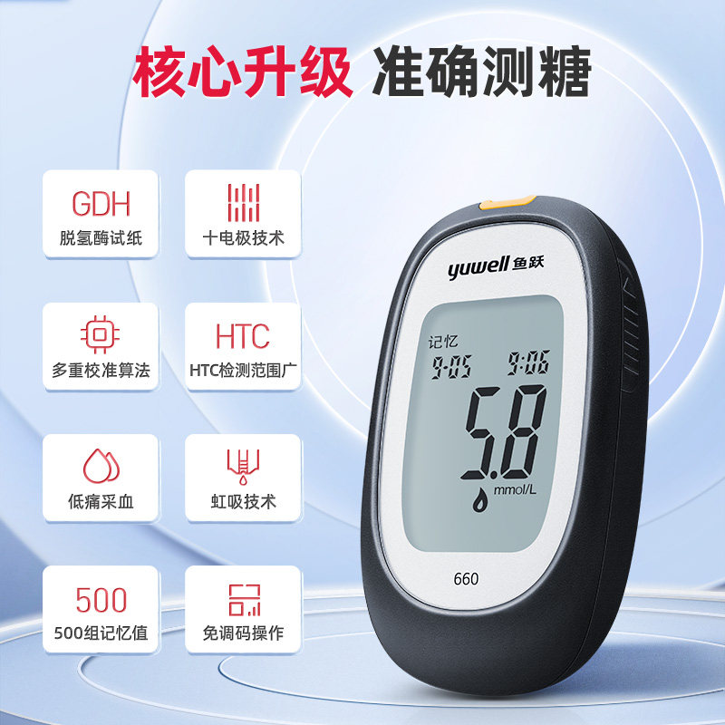 鱼跃血糖测试仪660家用高试纸 瑞康医疗器械血糖用品
