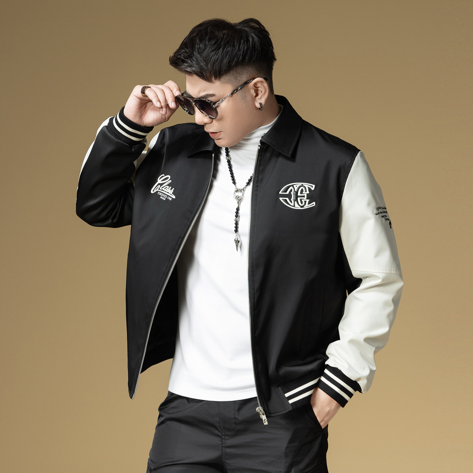 ZOUK letter embroidered lapel American baseball uniform men's trendy brand cotton jacket men's 2025 new autumn and winter