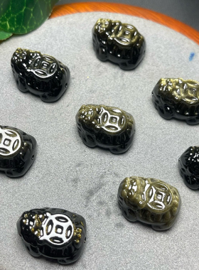 天然金曜石龙龟配件DIY男女款吊坠金钱龟挂件情侣饰品礼物串手链