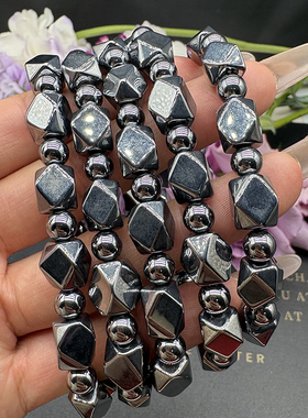 灯箱实拍天然太赫兹八角珠手链单圈太赫磁手串饰品送女长辈可融冰