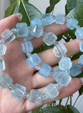特价好货天然蓝托帕方糖面手链