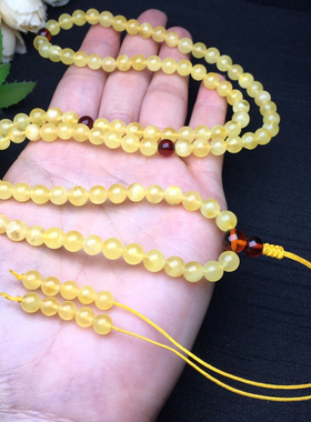 天然蜜蜡佛珠手链女款琥珀蜜蜡108颗手串 支持正规复检