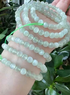 天然绿月光多圈手链 三圈月光石水晶绿色手串饰品水晶礼物