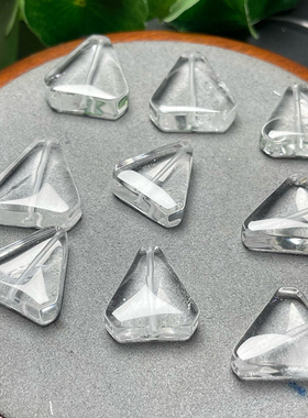 天然白水晶三角形配珠 红黄胶花散珠隔珠手工DIY手链配件饰品