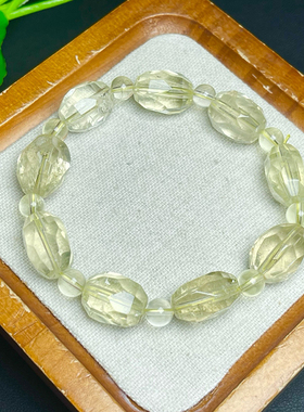 天然黄水晶随形手链 单圈男女款黄水晶不规则切面手串饰品礼物