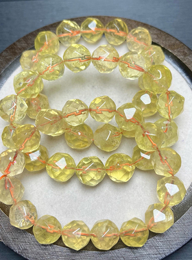 天然黄水晶切面手链 女款单圈黄水晶抛光刻面手串简单饰品礼物