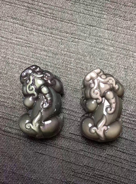 冰种彩虹眼黑曜石貔貅手链小情侣