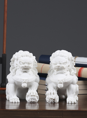 新中式风砂岩石狮子茶几软装饰品