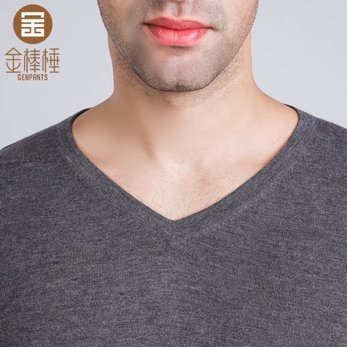 金棒棰 1705男士超薄纯山羊绒针织保暖内衣套装 内搭羊绒衫羊绒裤 - 图2
