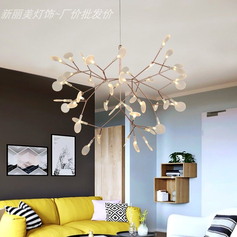北欧萤火虫吊灯创意个性客厅餐厅灯设计师树枝后现代吧台卧室灯具_虎窝淘
