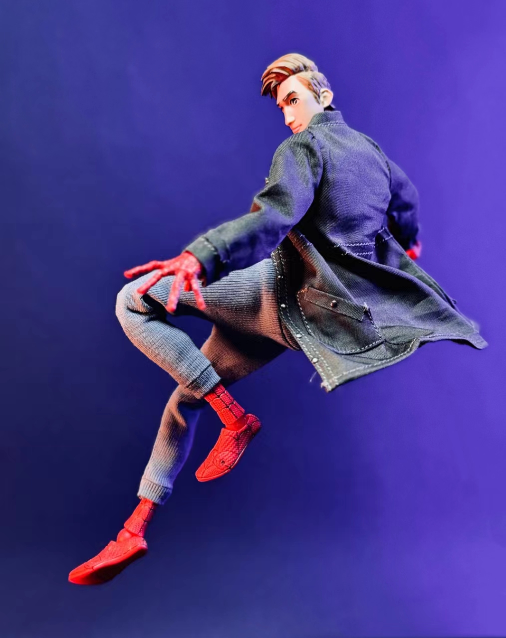 现货1/12 6寸平行宇宙蜘蛛侠千值练SV彼得帕克大衣套装布衣配件包 - 图2