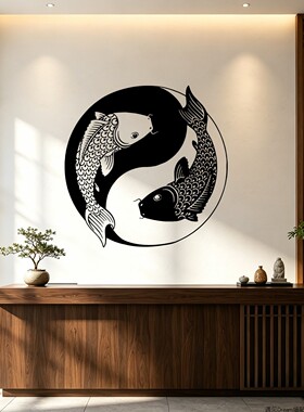 中式武馆墙贴纸八卦图防水墙贴纸