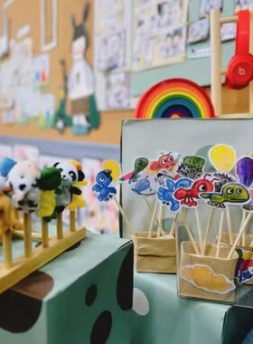 幼儿园原木架子环创绘画作品展示墙饰贴美工区角教室布置装饰材料
