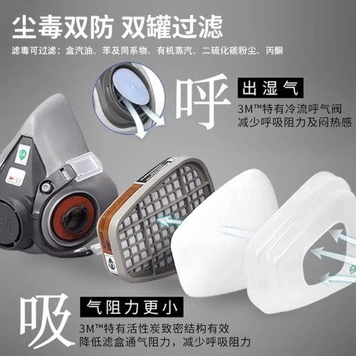八件套装3M防毒面具全面罩6200防甲醛化工气体打农药防毒气防毒烟 - 图3