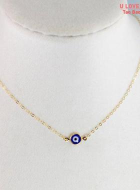 Simple Evil Eye Thin Pendant Women Jewelry Necklace Turkish