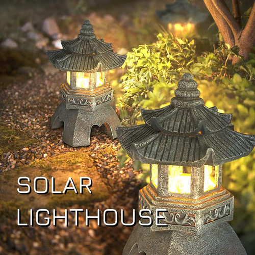 Solar powered stone tower light outdoor courtyard light - 图0