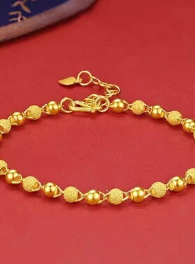 正品金色手链女款光砂珠
