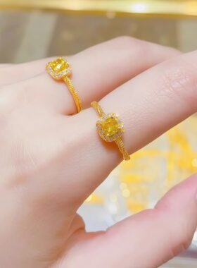小方糖戒指女款闪耀璀璨可调节
