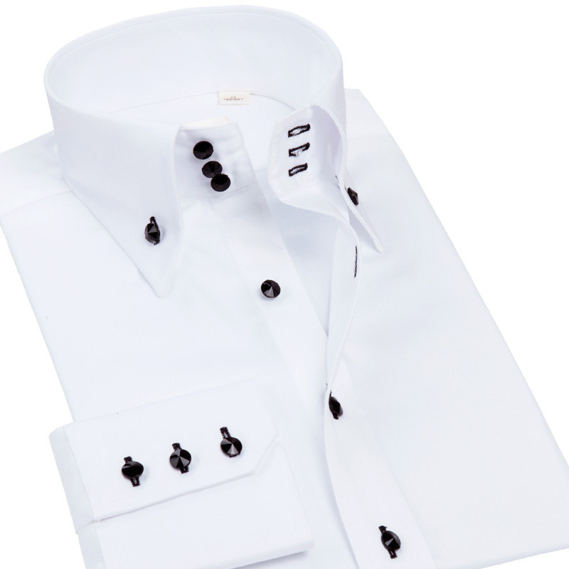 纯棉免烫长袖修身高端商务白衬衫 deepocean衬衫