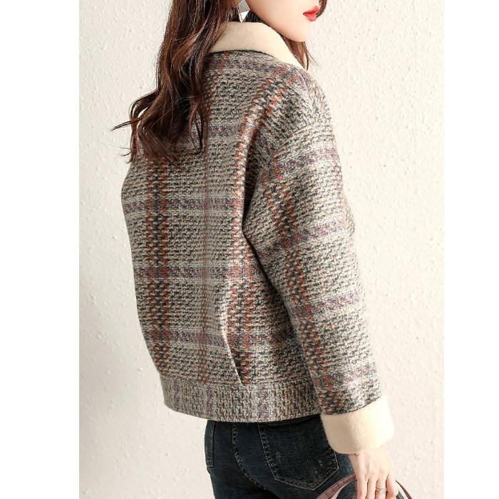 正品哥家新新款2025春翻领加绒加厚气质小香风毛呢短外套女夹克,淘宝优惠券,粉丝福利购,淘宝优惠卷