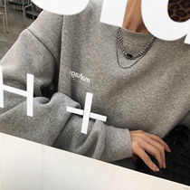 Lukewarm Wind Double Layer Chain Necklace Retro 100 Hitch Fashion Superior Design Feel Black Pendant Lock Bone Chain Female Tide