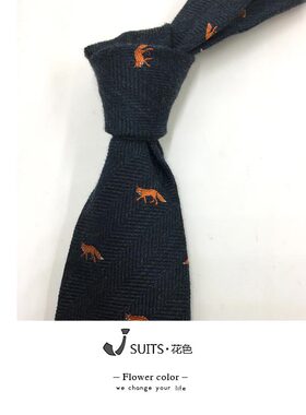 男士动物提花羊毛领带趣味