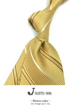 8.5公分宽版意式儒雅真丝桑蚕丝金色黄色宫廷风华丽复古风领带