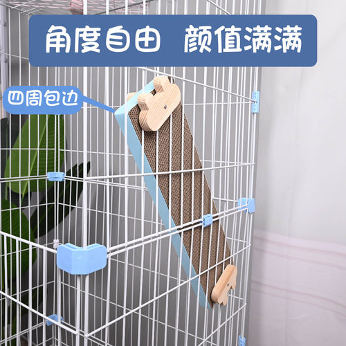 笼用固定猫抓板兔磨爪器瓦楞纸加密加硬猫抓垫实木猫咪玩具兔用品 - 图0