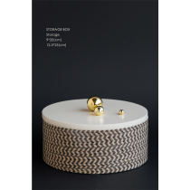 Home Exclusive Loro P*@naherringbone textured bronze gold handle round containing box sitting room side cabinet hem